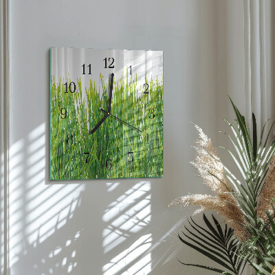 Pendule carrée en verre Herbe