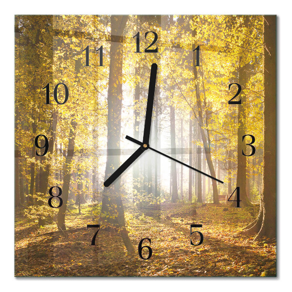 Pendule carrée en verre L'automne en forêt