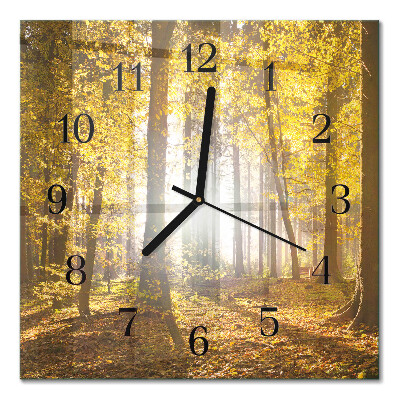 Pendule carrée en verre L'automne en forêt