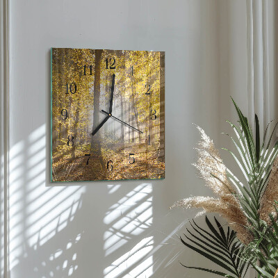 Pendule carrée en verre L'automne en forêt