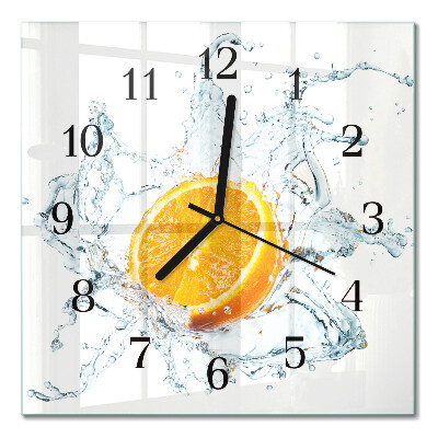 Pendule carrée en verre Eau
