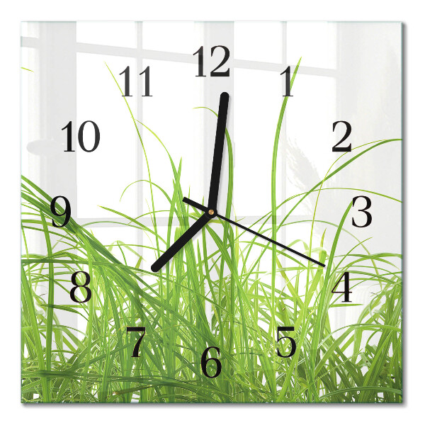 Pendule carrée en verre Herbe