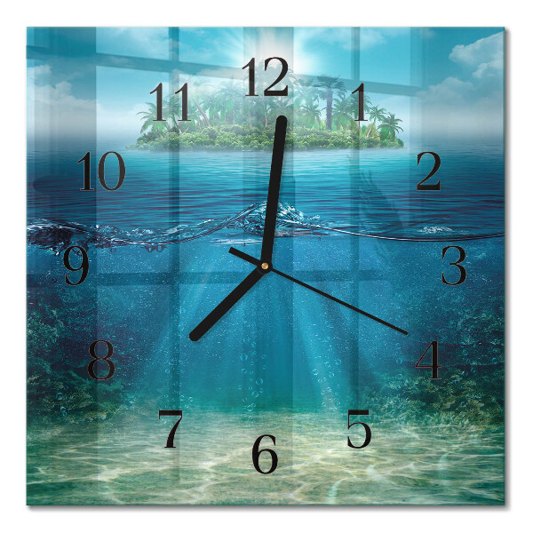 Pendule carrée en verre Fond de la mer