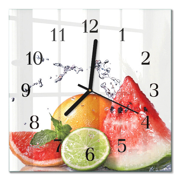 Pendule carrée en verre Fruit