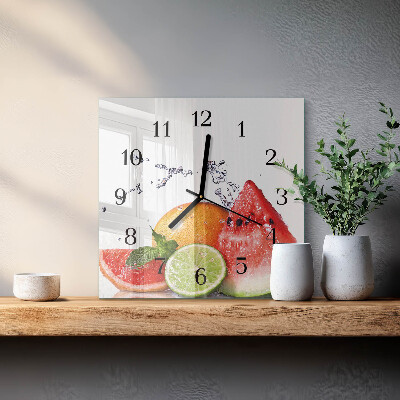 Pendule carrée en verre Fruit