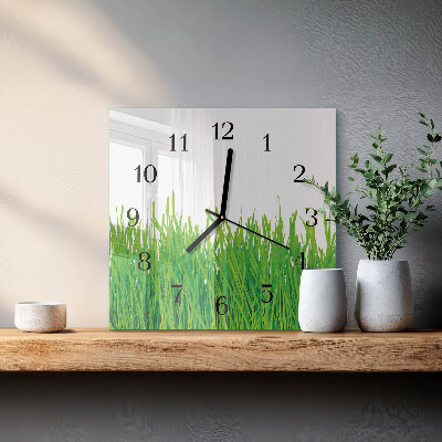 Horloge murale carrée Herbe