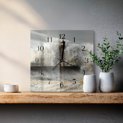 Pendule carrée en verre Tempête