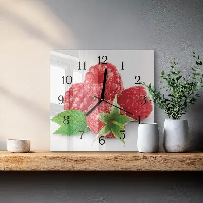 Pendule carrée en verre Framboises
