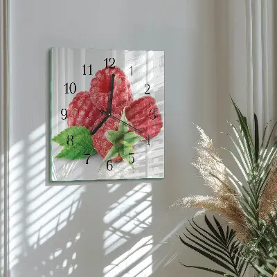 Pendule carrée en verre Framboises