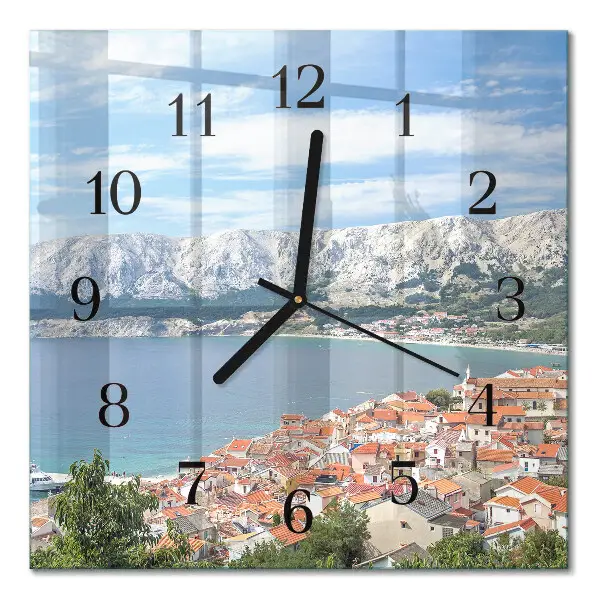 Pendule carrée en verre Baie