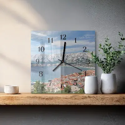 Pendule carrée en verre Baie