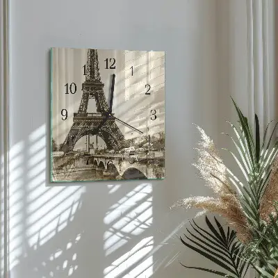 Pendule carrée en verre Paris