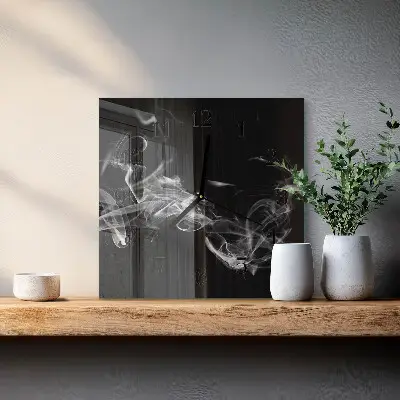 Pendule carrée en verre Fumée