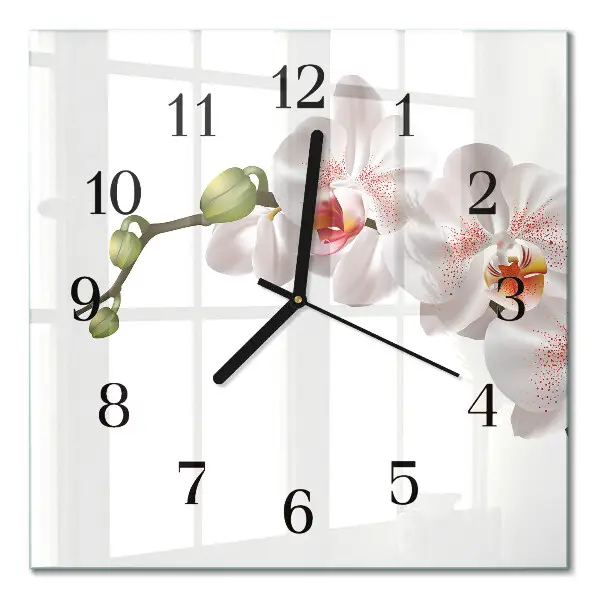 Pendule carrée en verre Orchidée
