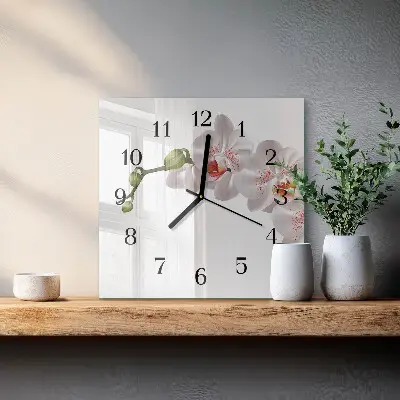 Pendule carrée en verre Orchidée