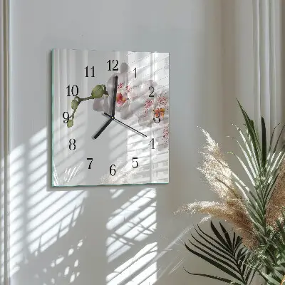 Pendule carrée en verre Orchidée