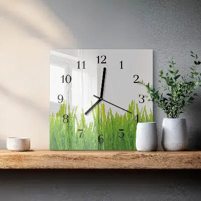 Pendule carrée en verre Herbe