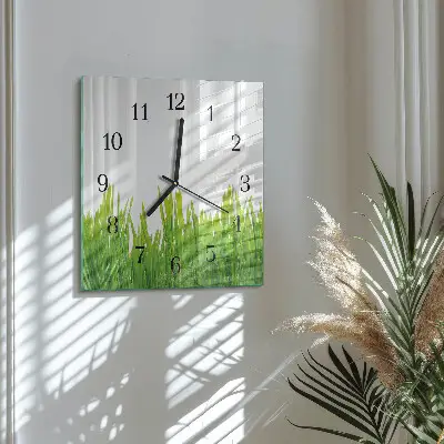 Pendule carrée en verre Herbe