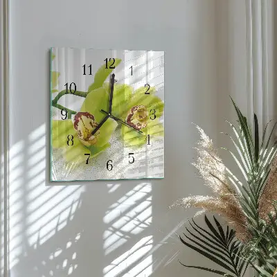 Pendule carrée en verre Orchidée