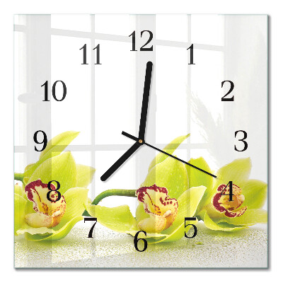Horloge murale carrée Orchidée
