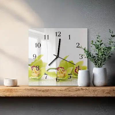 Horloge murale carrée Orchidée