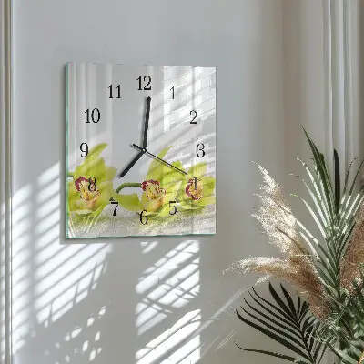 Horloge murale carrée Orchidée