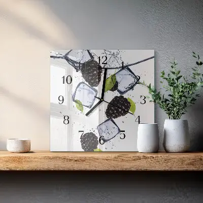 Pendule carrée en verre Mûres