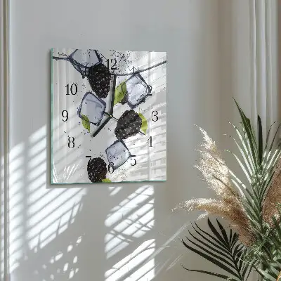 Pendule carrée en verre Mûres