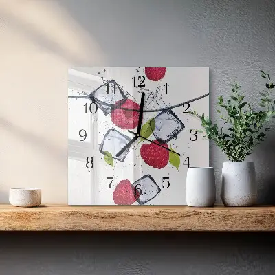 Pendule carrée en verre Framboises