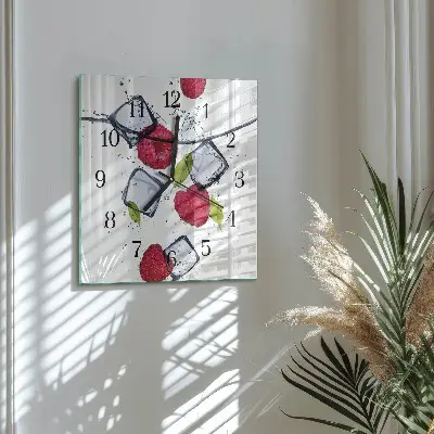 Pendule carrée en verre Framboises