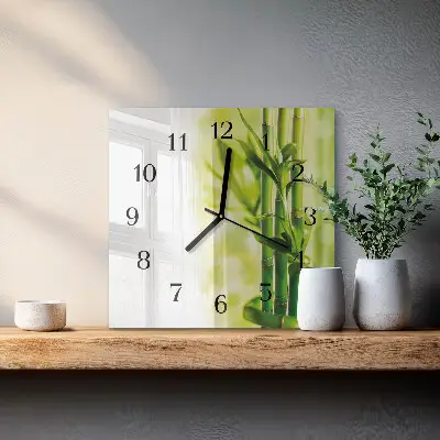Pendule carrée en verre Bambou