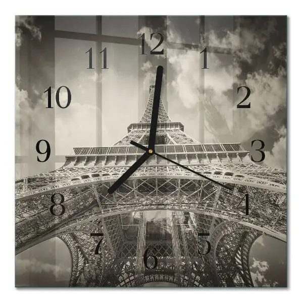 Pendule carrée en verre Tour eiffel