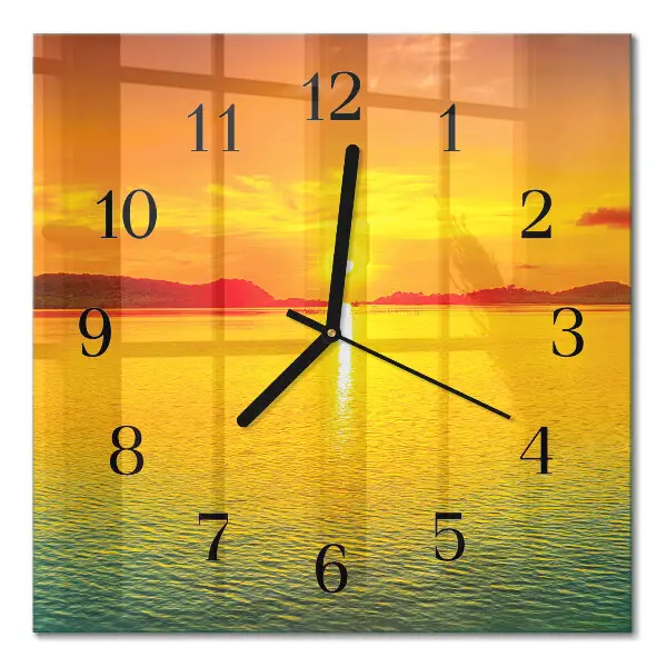 Pendule carrée en verre Coucher de soleil