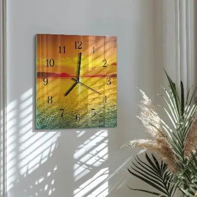 Pendule carrée en verre Coucher de soleil