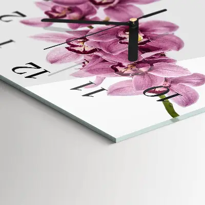 Pendule carrée en verre Orchidée