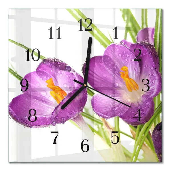 Pendule carrée en verre Crocus