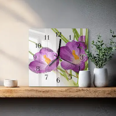 Pendule carrée en verre Crocus