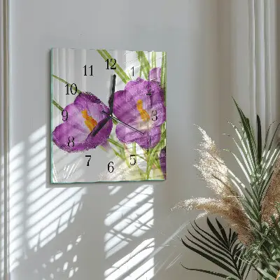 Pendule carrée en verre Crocus
