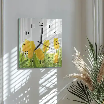 Pendule carrée en verre Tulipes
