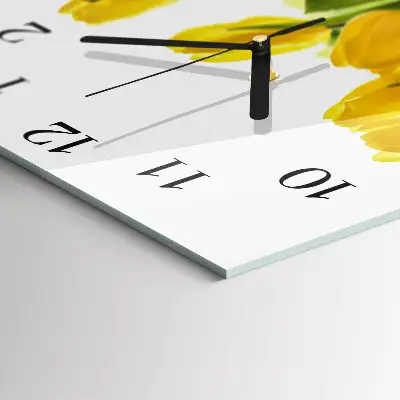 Pendule carrée en verre Tulipes