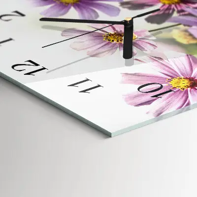 Pendule carrée en verre Fleurs