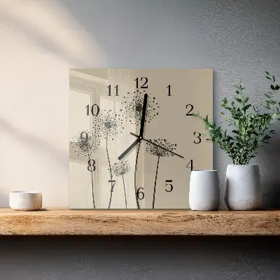 Pendule carrée en verre Fleurs