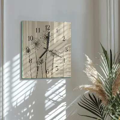 Pendule carrée en verre Fleurs