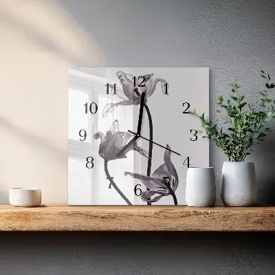 Horloge murale carrée Fleurs