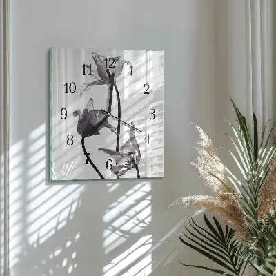 Horloge murale carrée Fleurs