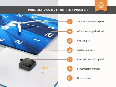Pendule carrée en verre Abstraction