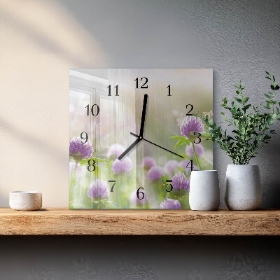Horloge murale carrée Fleurs