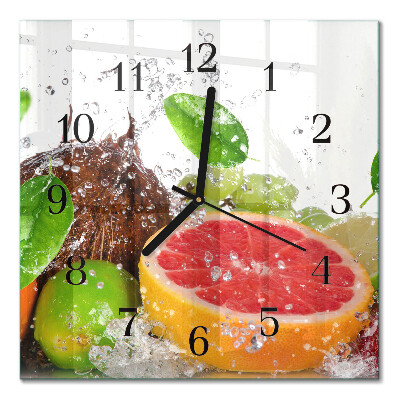 Pendule carrée en verre Fruit