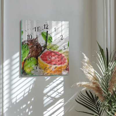 Pendule carrée en verre Fruit
