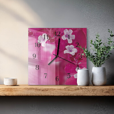 Horloge murale carrée Fleurs